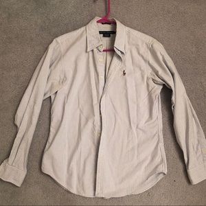 Blue and white button up shirt